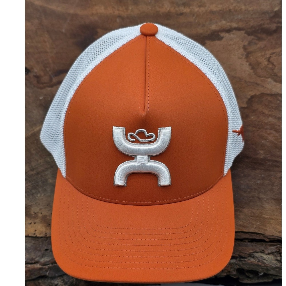 HOOK'EM Hooey Trucker Hat Mens L-XL Burnt Orange Texas Longhorns Flexfit Cap